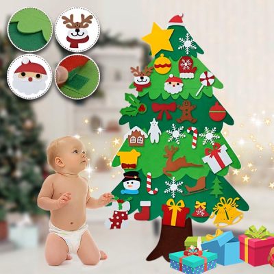 Árvore de Natal de feltro com enfeites | FELTPINETREE