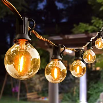 Luzes de cordão G40 Globe - 25 lâmpadas, 7,5 m, expansível | YARDBULBS