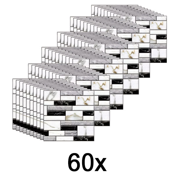6x Autocolantes de parede 3D com padrão em mármore (10 unid.) | MARBLEBLOCKS
