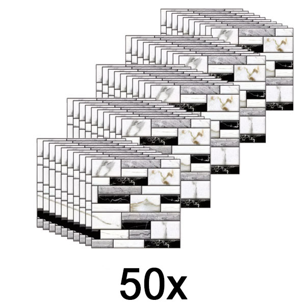 5x Autocolantes de parede 3D com padrão em mármore (10 unid.) | MARBLEBLOCKS