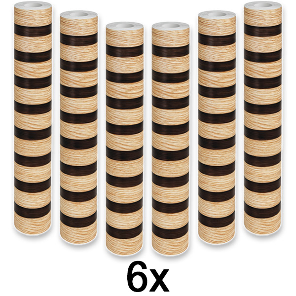6x Autocolante de parede com efeito de madeira – 300 x 45 cm, PVC, autocolante | LINEWALL