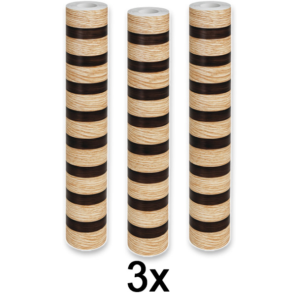 3x Autocolante de parede com efeito de madeira – 300 x 45 cm, PVC, autocolante | LINEWALL