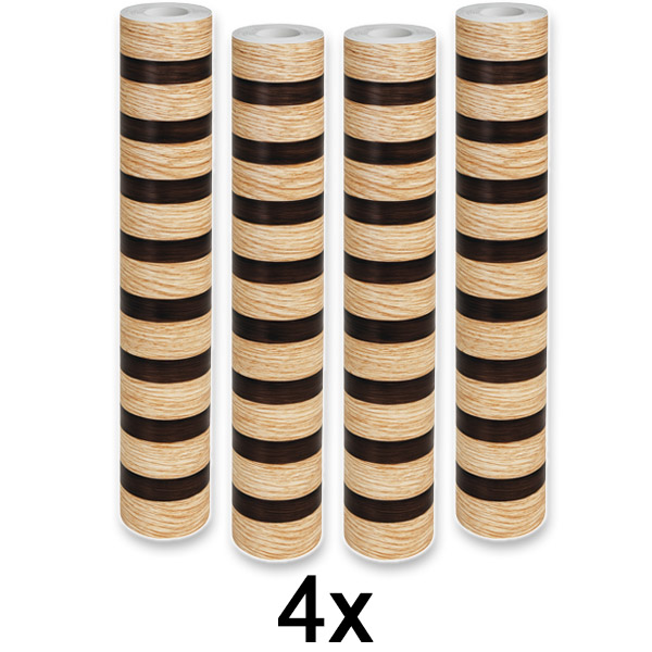 4x Autocolante de parede com efeito de madeira – 300 x 45 cm, PVC, autocolante | LINEWALL