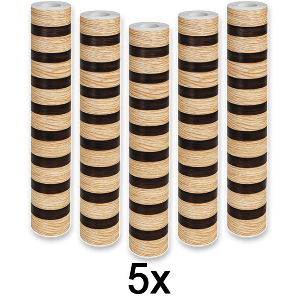 5x Autocolante de parede com efeito de madeira – 300 x 45 cm, PVC, autocolante | LINEWALL