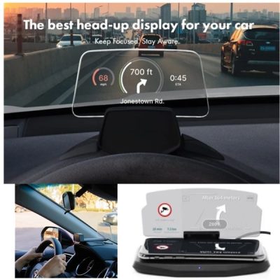 Ecrã HUD para Para-brisas - GPS, Chamadas e Alertas no Seu Para-brisas (Sem Tocar no Telemóvel) | DISPCAR