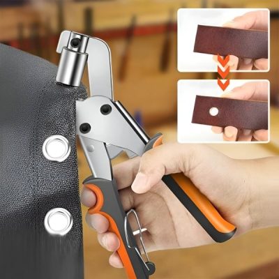 Ferramenta de reparação de ilhós - cintos, malas e lonas + 100 anéis de metal | HOLANKO